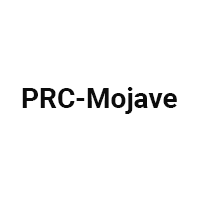 A black and white logo for prc-mojave on a white background.