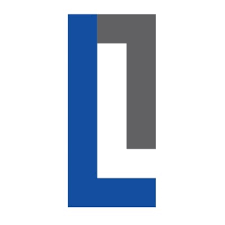 A blue and gray letter l on a white background.