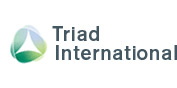 The triad international logo has a green triangle on it.