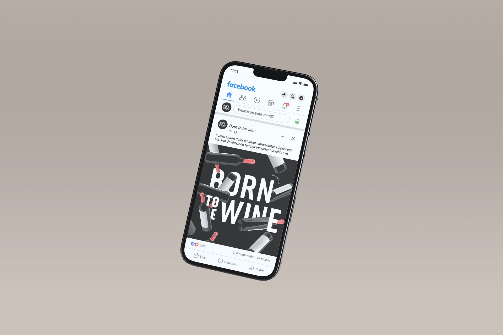 Smartphone met een bericht op sociale media met de afbeelding