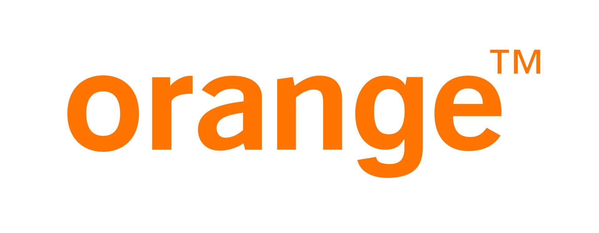 Oranje logo met oranje tekst en het handelsmerksymbool