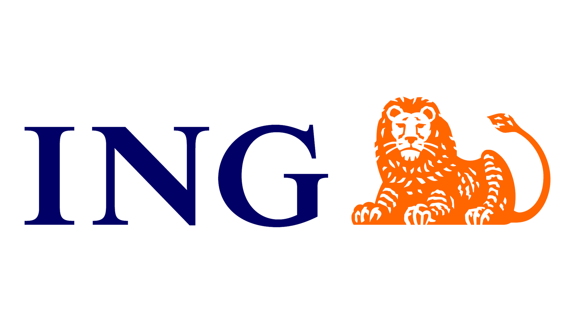 ING-logo met donkerblauwe tekst en een oranje leeuw-embleem.
