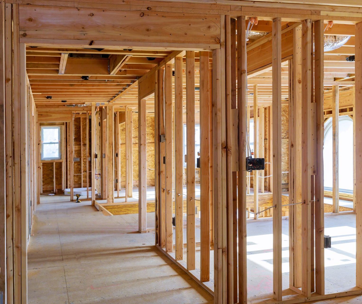 The inside of a house that is being built