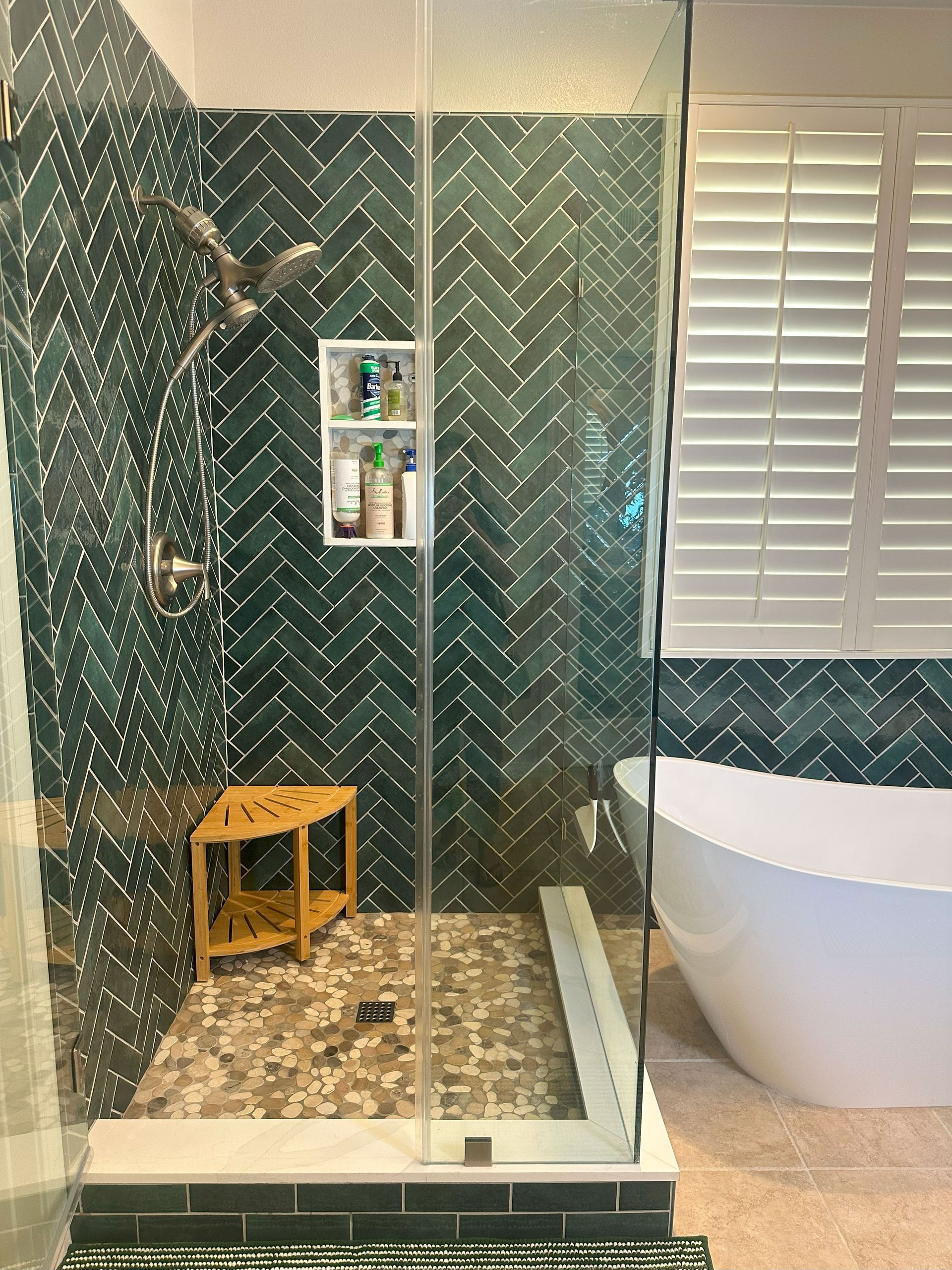 Herringbone green tiles