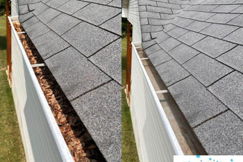 gutter cleaning before and after