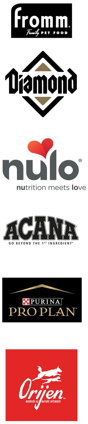 A collage of logos including diamond nulo and acana