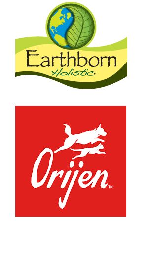 The logos for earthborn holistics and orijen are next to each other