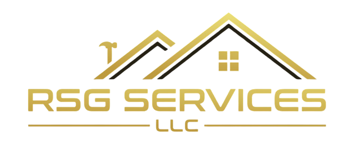 The RSG Custom Builds logo features a house with a roof and a hammer, representing craftsmanship and home remodeling.