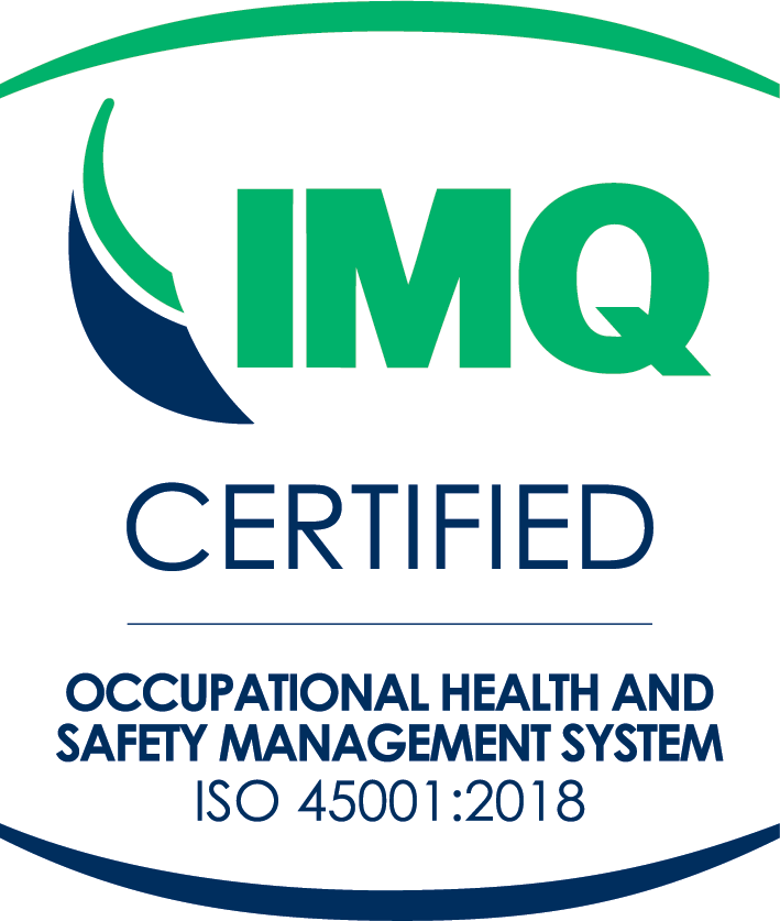 Il logo imq è certificato per il sistema di gestione della salute e sicurezza sul lavoro iso 45001:2018.