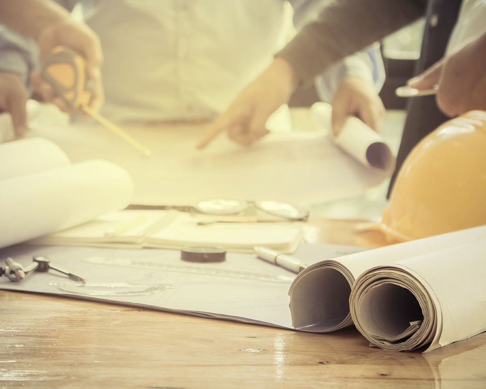 Blueprint on the Top of a Table