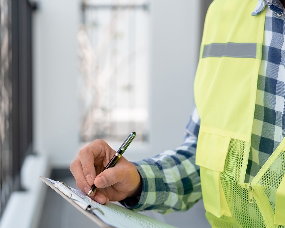 Worker is Writing on a Clipboard with a Pen
