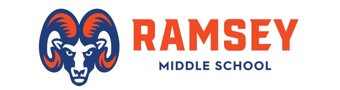 the logo for ramsey middle school shows a ram with horns .