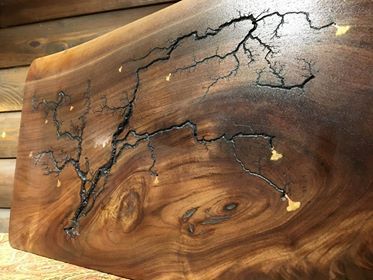 A piece of wood with a lightning bolt on it.