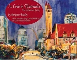 A painting of st. louis in watercolor with a red circle around it