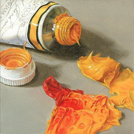 A painting of a tube of yellow paint
