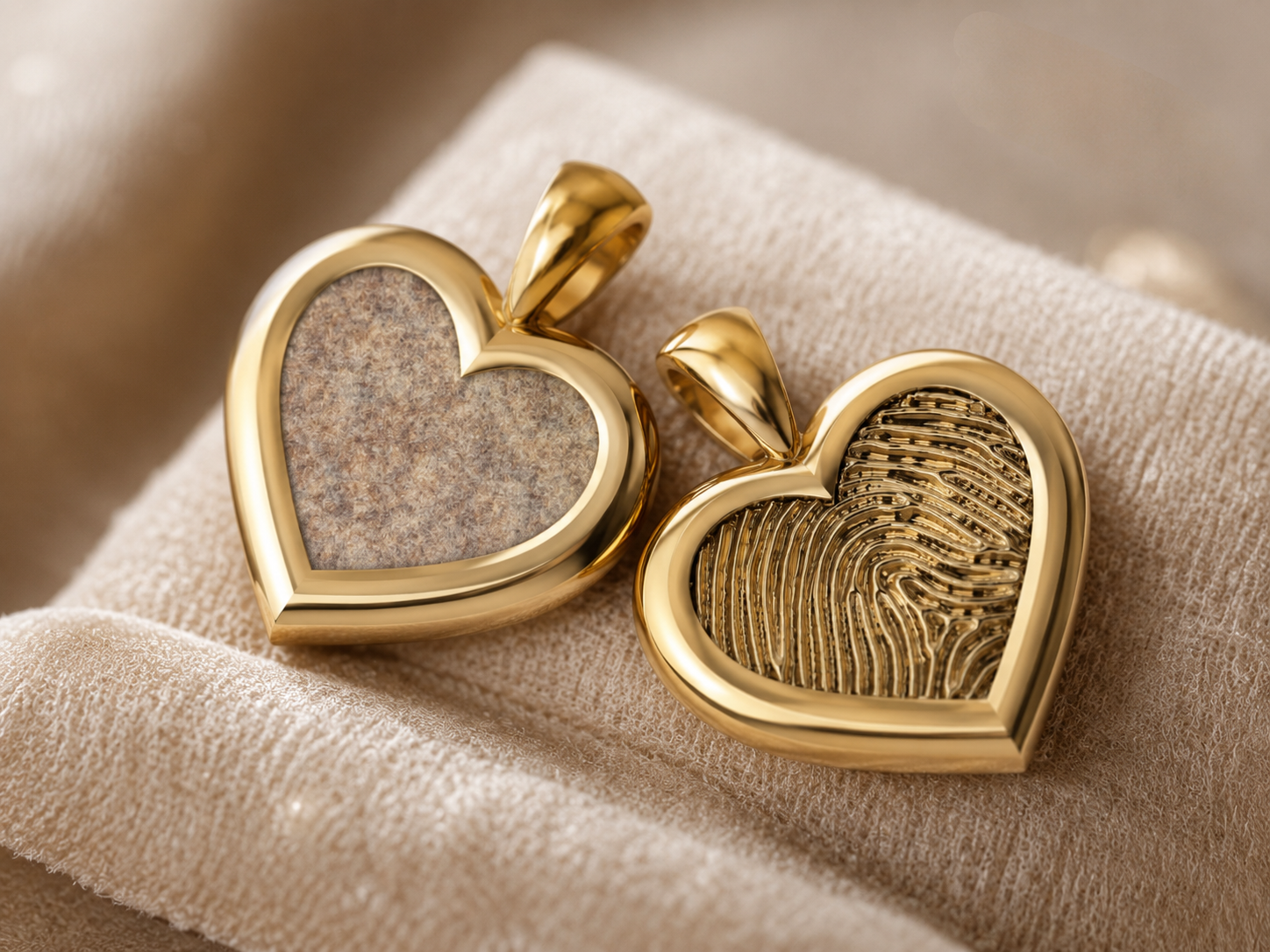 Gouden gedenkhanger met askamer aan een fijne collier