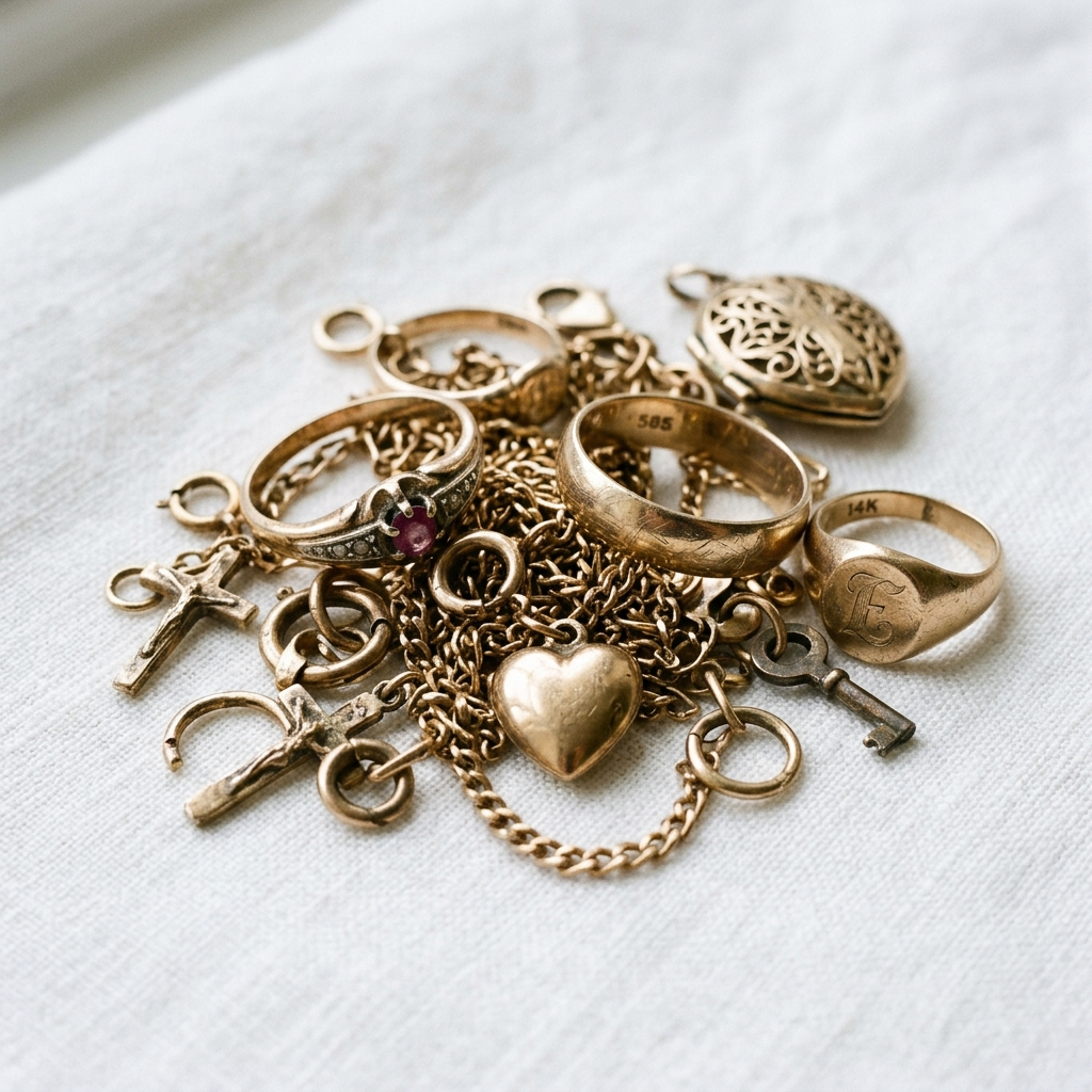 Oud goud sieraden (Voor)