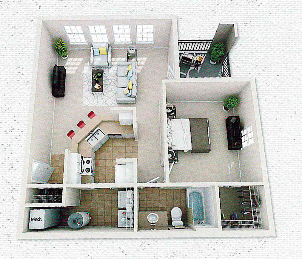 Floor Plan: 1 Bed · 1 Bath · 800 SQ. FT
