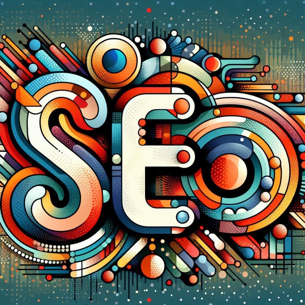 a colorful illustration of the word seo