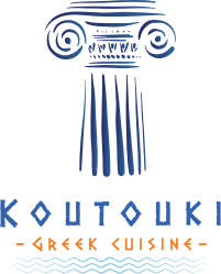 Logo: Blue Greek column over the word