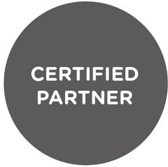 A certified partner logo in a circle on a white background.