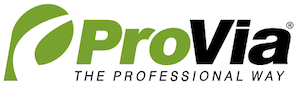 ProVia logo: green leaf design,