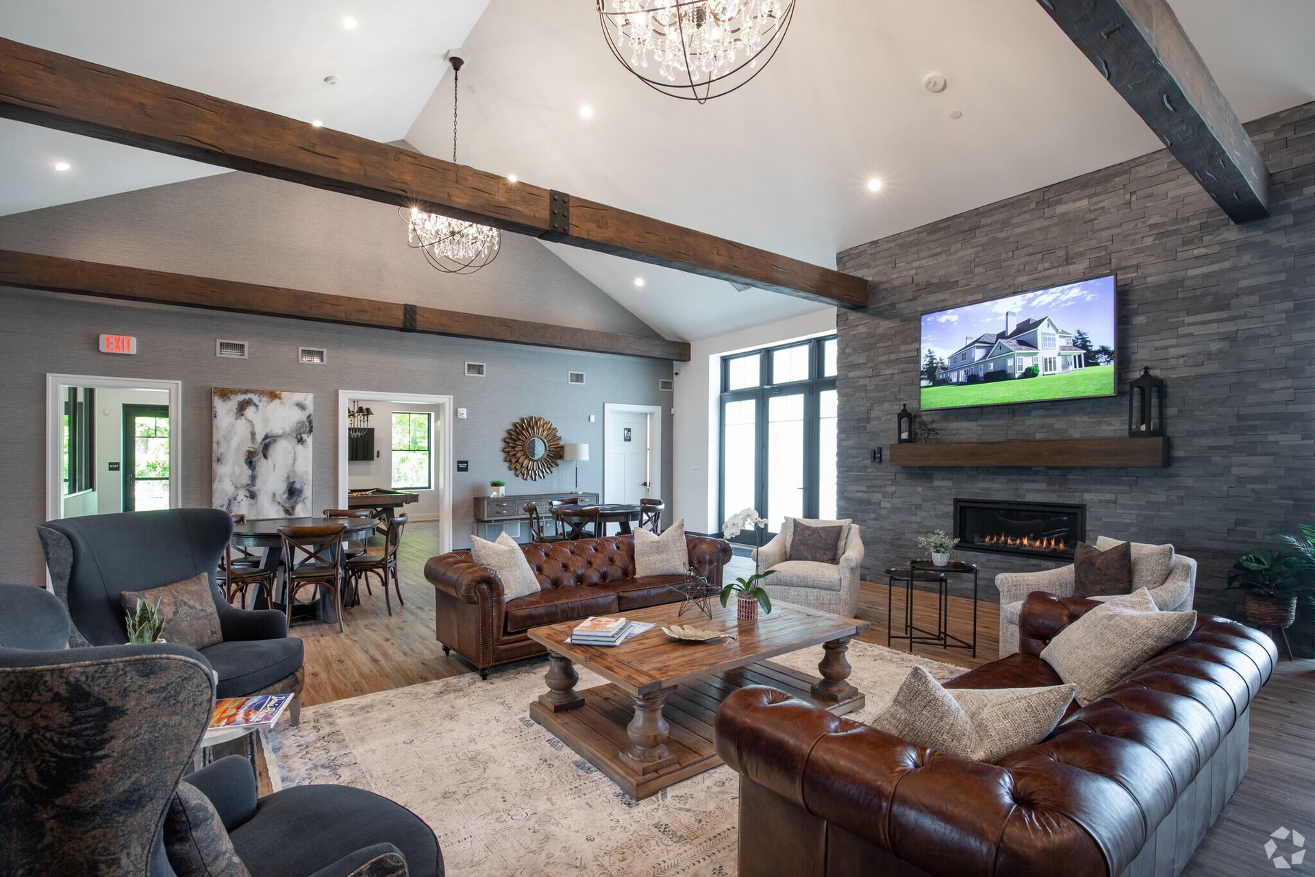 The Villas at Setauket- Great room commuity with tv