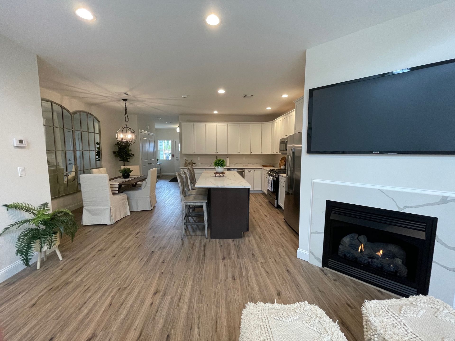 The Stony Brook- Living Room tv and fire place