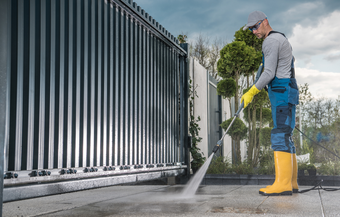 Pressure washing a container in Mssion, BC