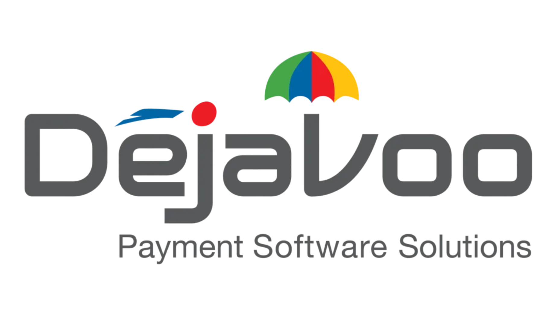 Logo for Dejavoo Payment Software Solutions, featuring the text "Dejavoo" with a small, colorful, striped umbrella icon.