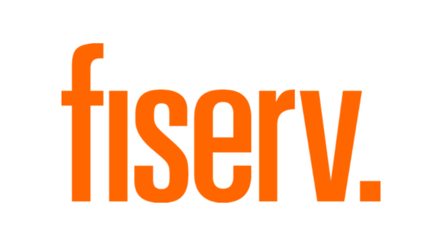 The Fiserv corporate logo, featuring the word "fiserv" in a bold, orange, sans-serif font, followed by a period.