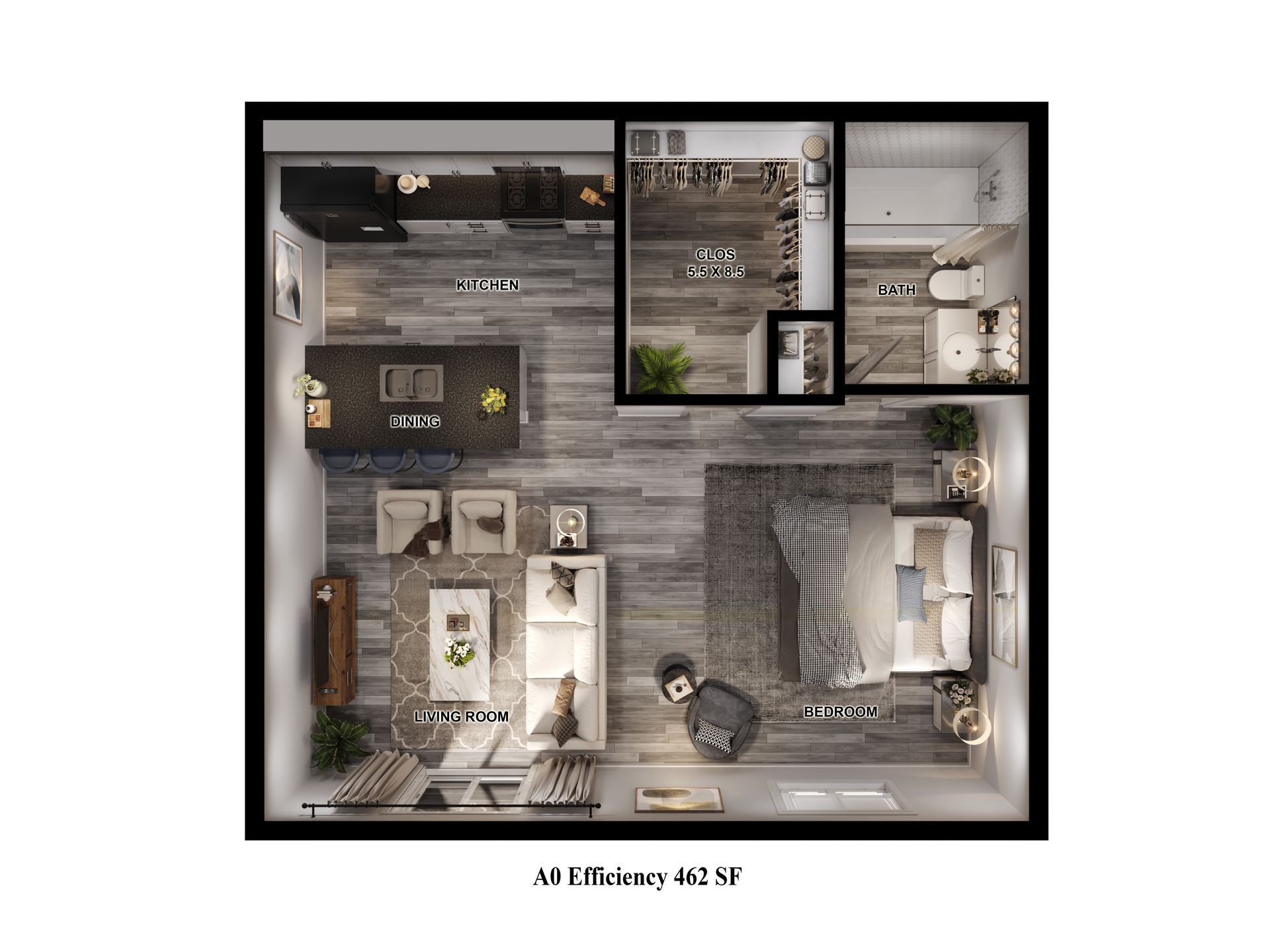Floor Plan: Studio apartment