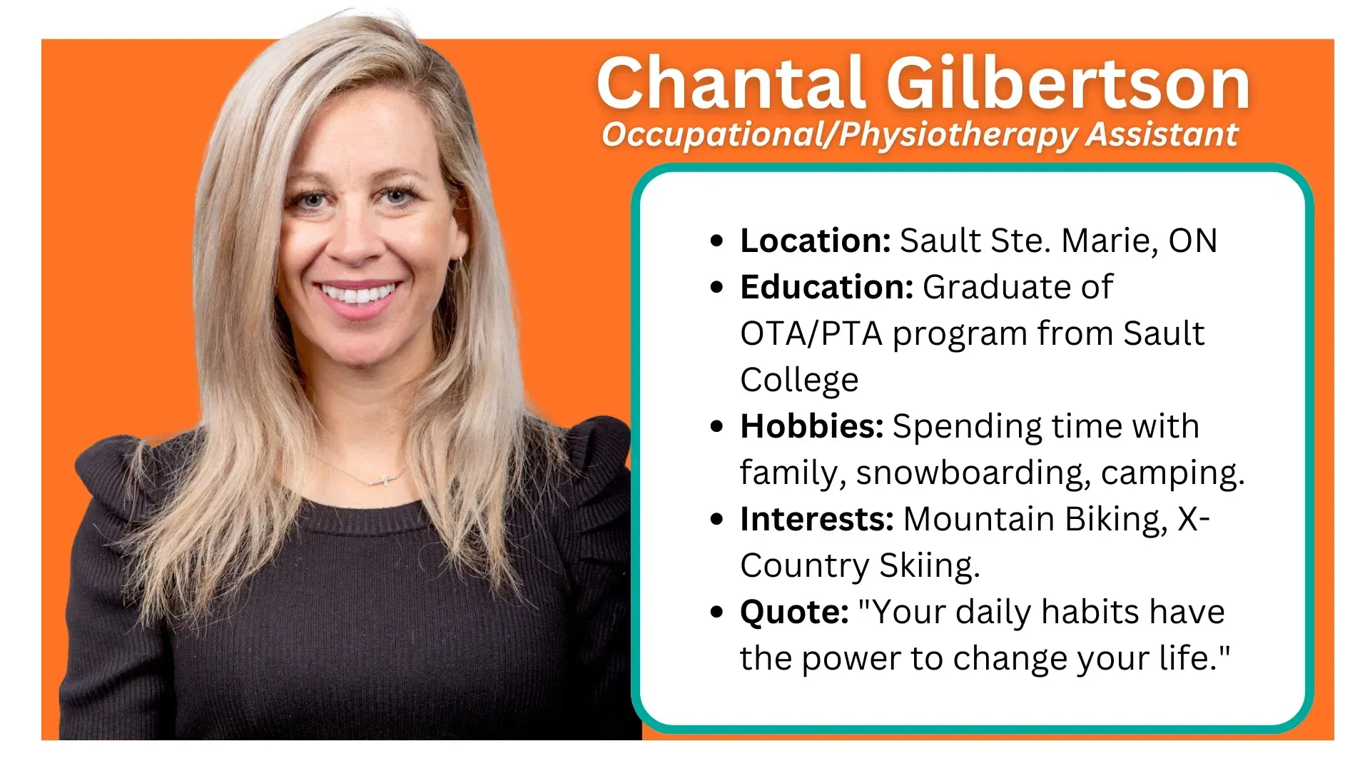 Serving Sault Ste. Marie, Sudbury & Espanola, ON. OTA/PTAs provide supervised physical and cognitive therapy support for.