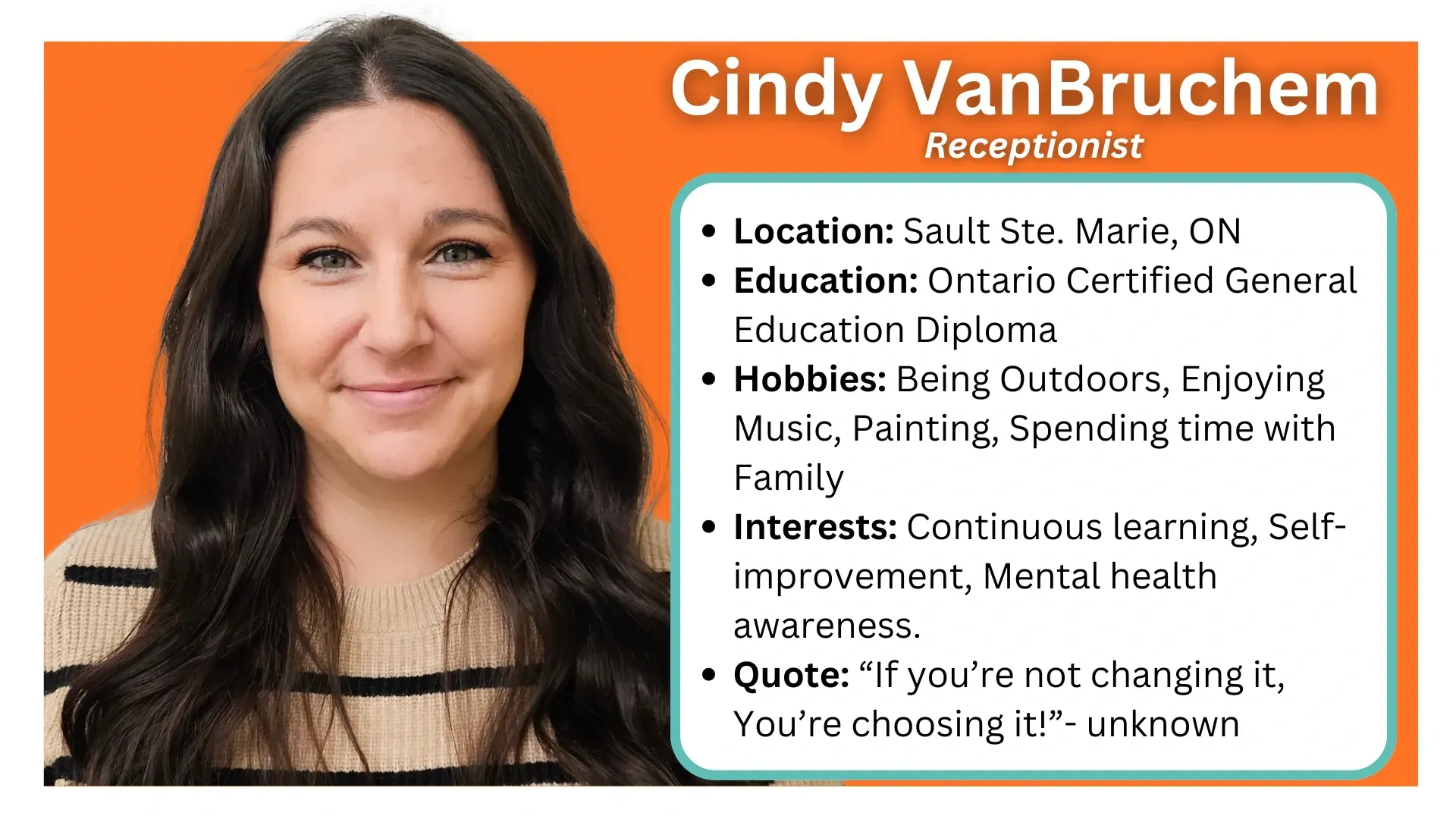 This is Cindy VanBruchem receptions and social marketing assistant at Spark Rehab.