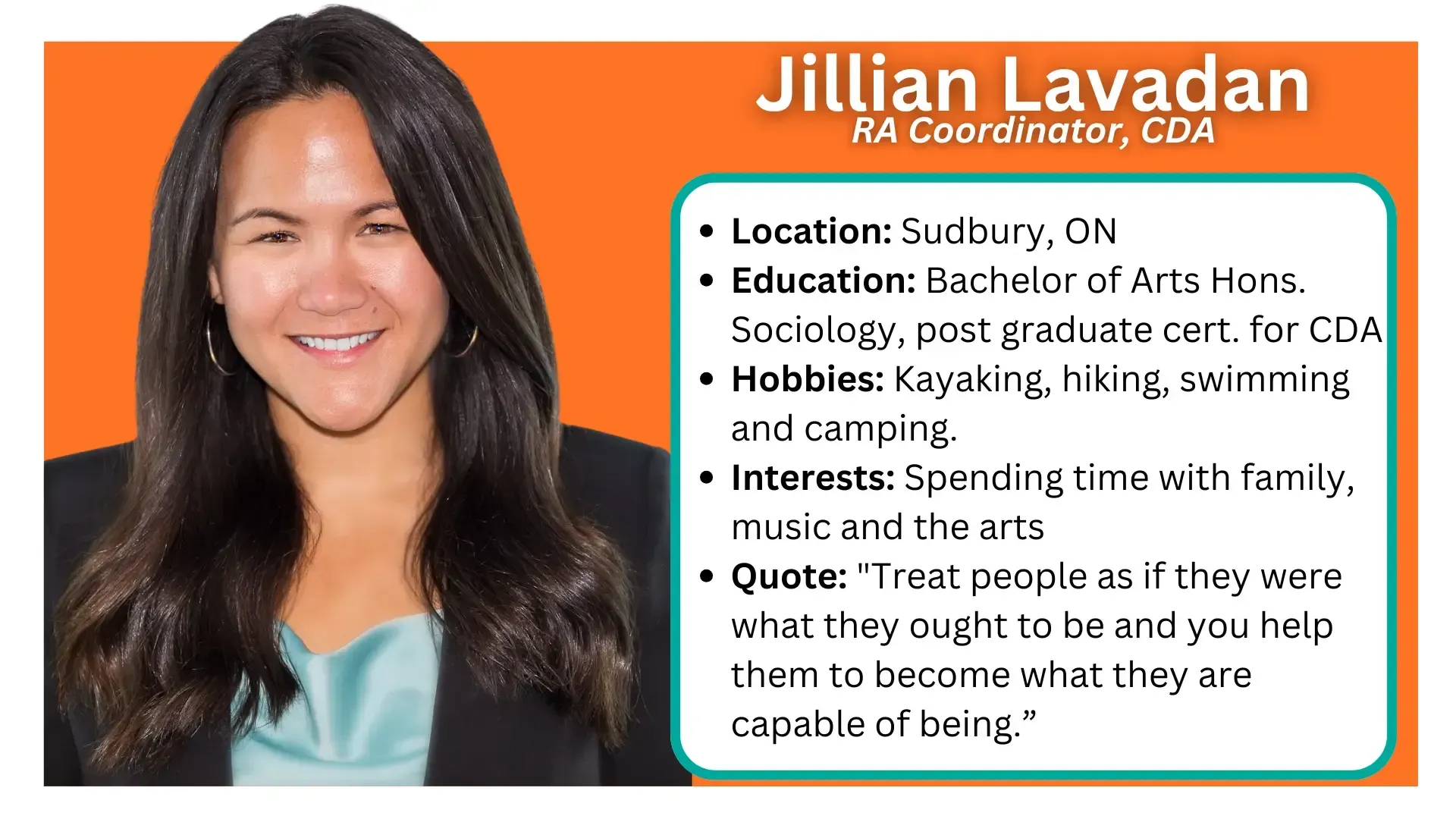 Meet Jillian Lavadan, RA Coordinator & CDA at Spark Rehab. We support adults and children across Northeastern Ontario