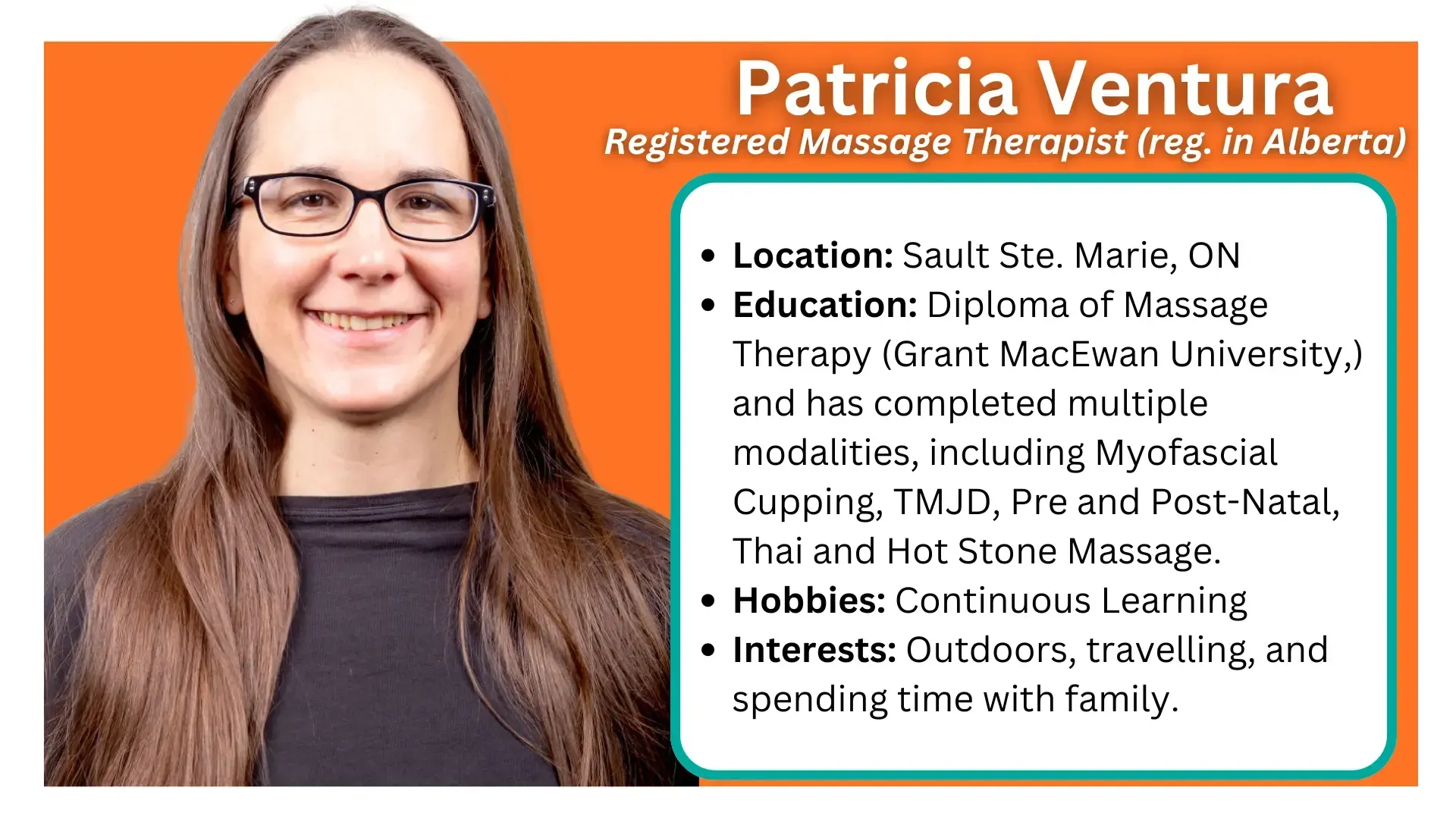 Located in Sault Ste. Marie, ON. Registered massage therapy for Rehab, pain relief, stress reduction, & injury recovery.