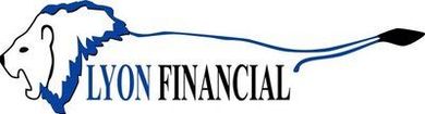 The logo for lyon financial shows a lion with a long tail.