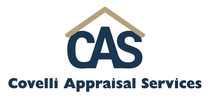 Logo for Covelli Appraisal Services: "CAS" letters under a house shape, with "Covelli Appraisal Services" below.