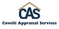 Logo for Covelli Appraisal Services: "CAS" letters under a house shape, with "Covelli Appraisal Services" below.