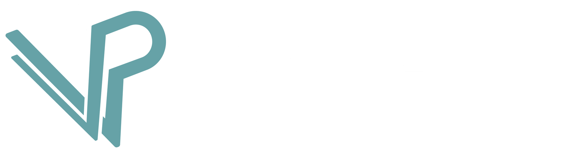 Teal stylized VP logo on a white background