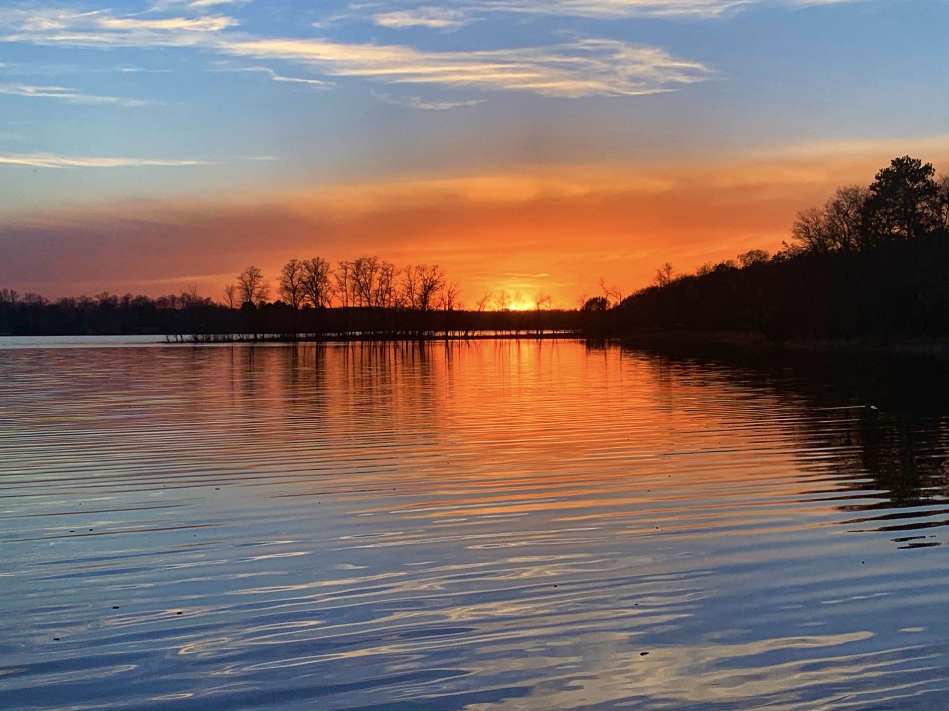 Sunset over the water