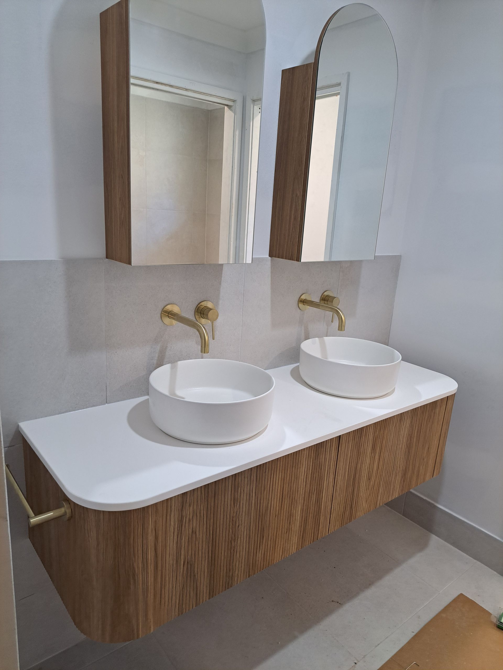 New sinks on a bathroom recently renovated — All About Quality Plumbing Services In Halekulani, NSW