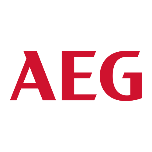 Le logo aeg est rouge sur fond blanc