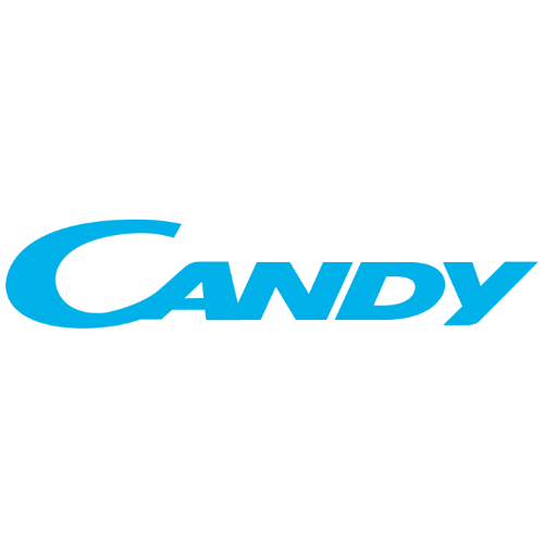 Un logo de bonbon bleu sur fond blanc