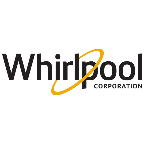 Le logo de la société Whirlpool est sur fond blanc.