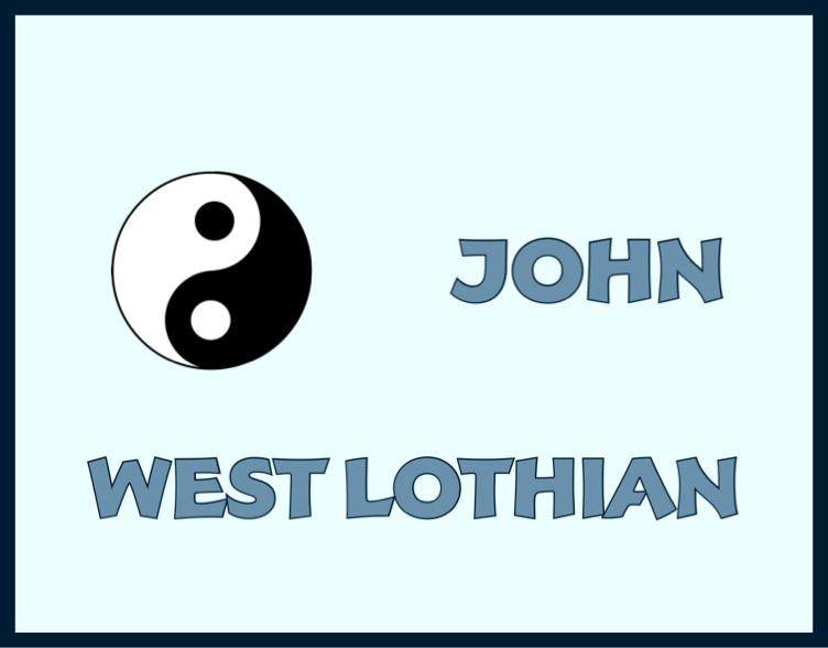 A logo for john Five Winds West Lothian with a yin yang symbol