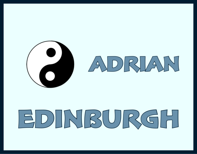 A logo for Adrian Five Winds Tai Chi Chuan Edinburgh with a yin yang symbol