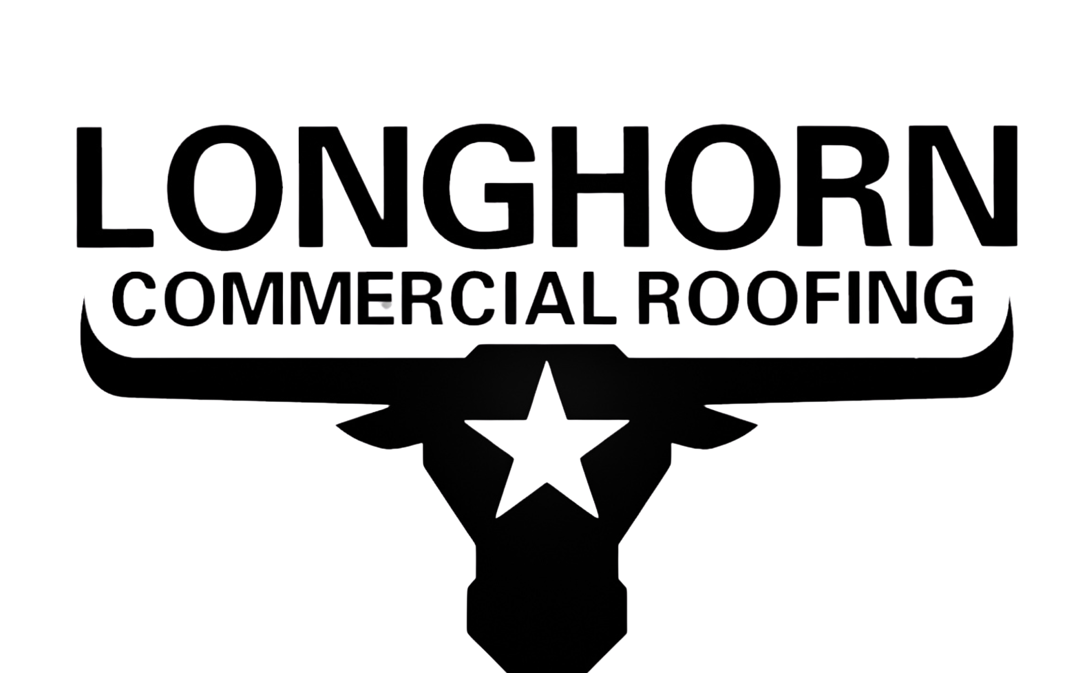 The logo for longhorn commercial roofing is a texas map with a bull and a star.