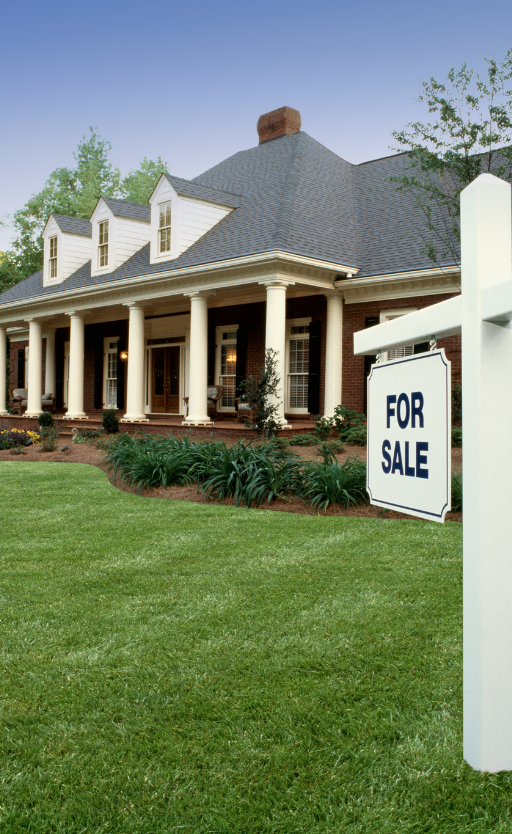 a house with a for sale sign in front of it