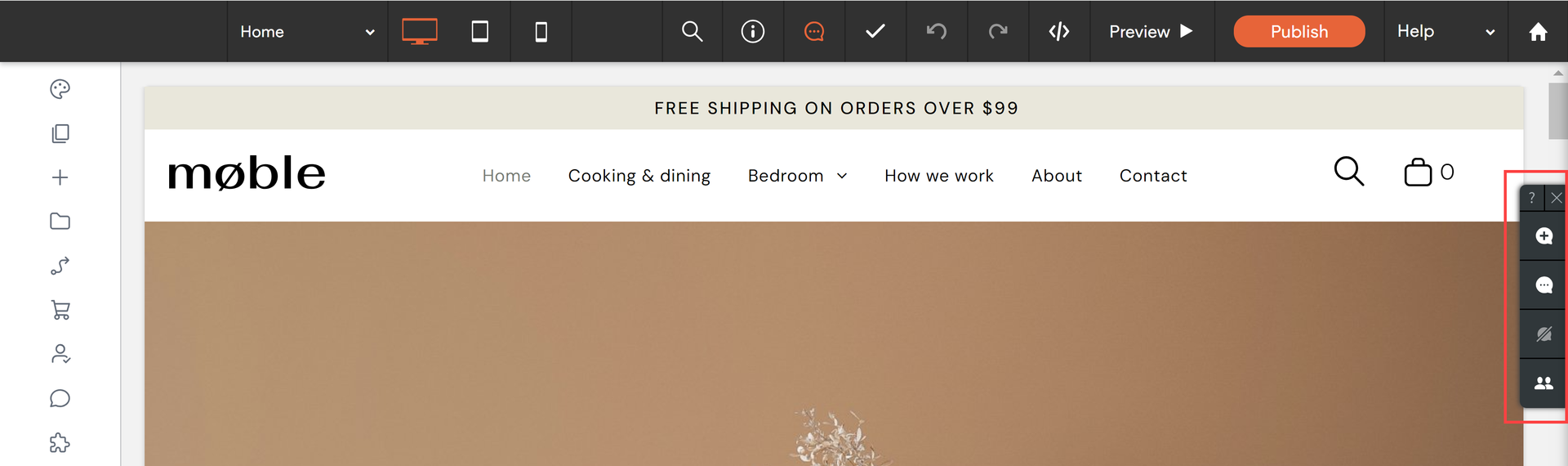 Website homepage with